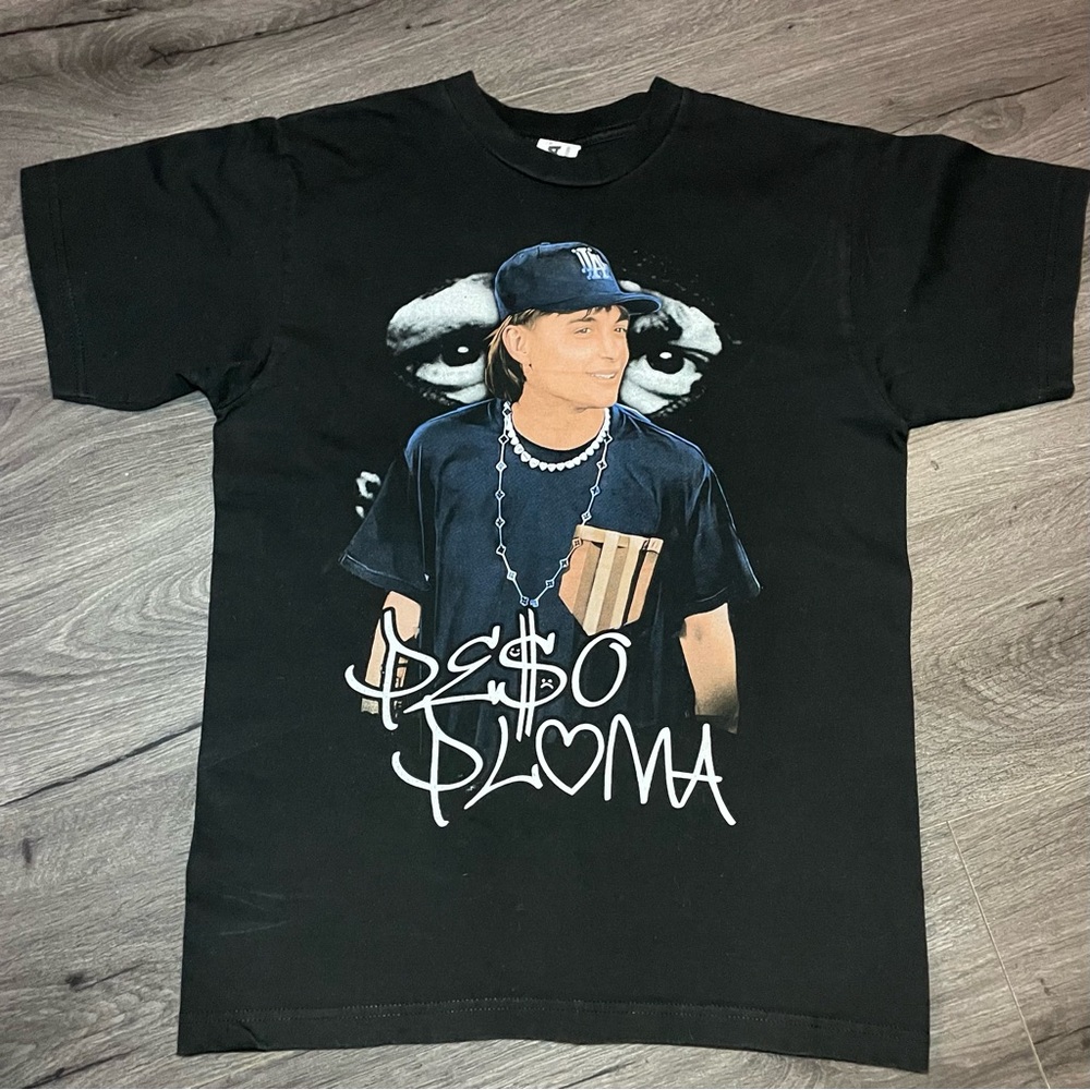 Peso Pluma with Dodger LA Los Angeles Hat Black T-shirt size Medium